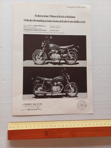 Honda CB 400 F 1975-1977 scheda omologazione FMI Derivate di …