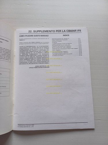 Honda CB 600 F- F II VARIANTI 2000 manuale officina …