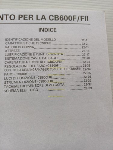 Honda CB 600 F- F II VARIANTI 2000 manuale officina …