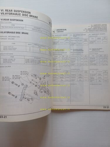 Honda CB 650 SC 1982 aggiornamento SUPPLEMENTO manuale officina originale