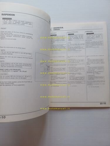 Honda CB 650 SC 1982 aggiornamento SUPPLEMENTO manuale officina originale