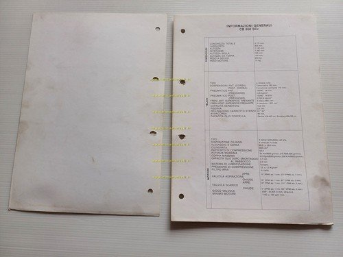 Honda CB 650 SC scheda informazioni tecniche manuale officina italiano …