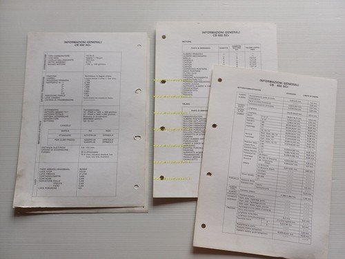 Honda CB 650 SC scheda informazioni tecniche manuale officina italiano …