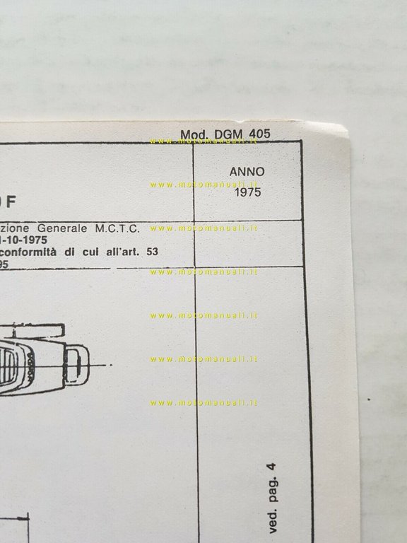 Honda CB 750 F Supersport 1975 scheda omologazione DGM originale …