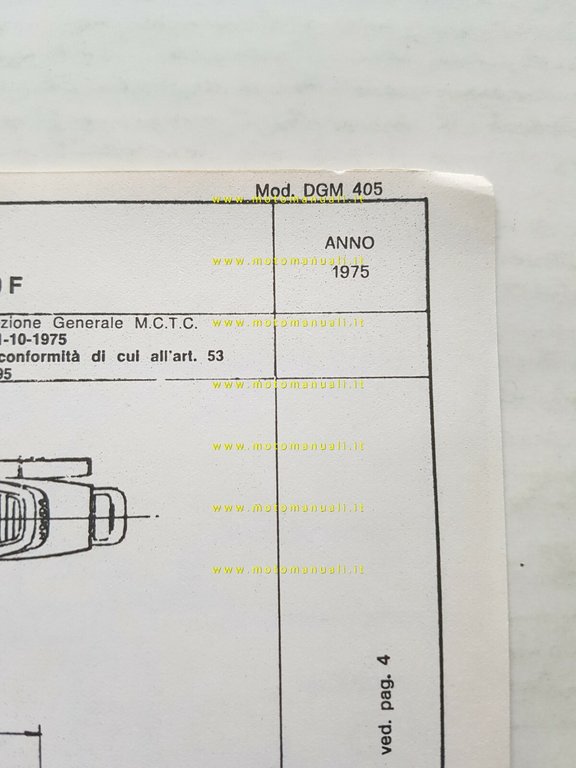 Honda CB 750 F Supersport 1975 scheda omologazione DGM originale …