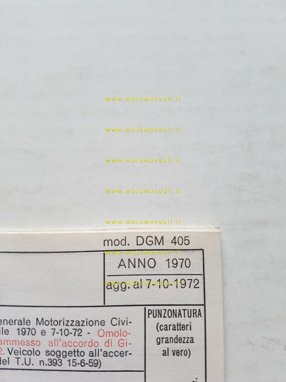 HONDA CB 750 Four 1970 agg.1972 scheda omologazione DGM originale …