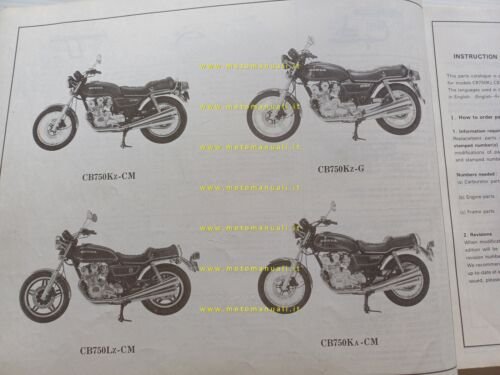 HONDA CB 750 K - L 1980 catalogo ricambi originale