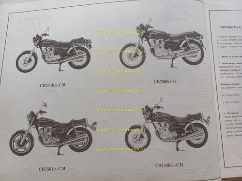 HONDA CB 750 K - L 1980 catalogo ricambi originale