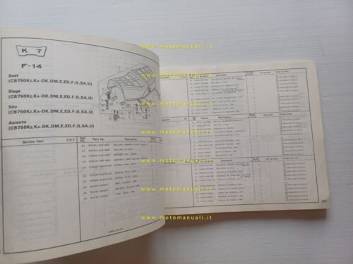 HONDA CB 750 K - L 1980 catalogo ricambi originale