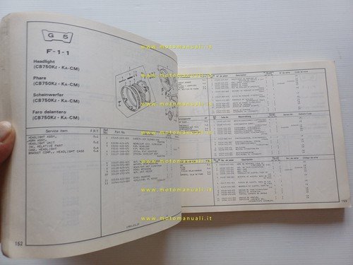 HONDA CB 750 K - L 1980 catalogo ricambi originale