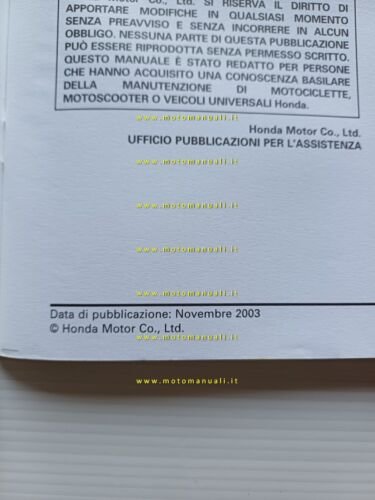 Honda CB 900 F 2003-04 VARIANTI manuale officina originale
