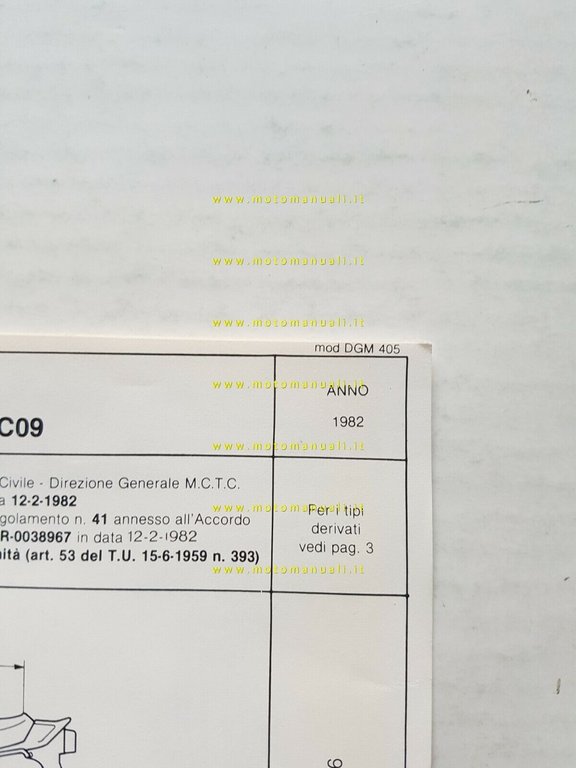 Honda CB 900 F Bol d'Or 1982 scheda omologazione DGM …