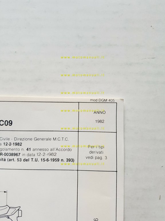 Honda CB 900 F Bol d'Or 1982 scheda omologazione DGM …