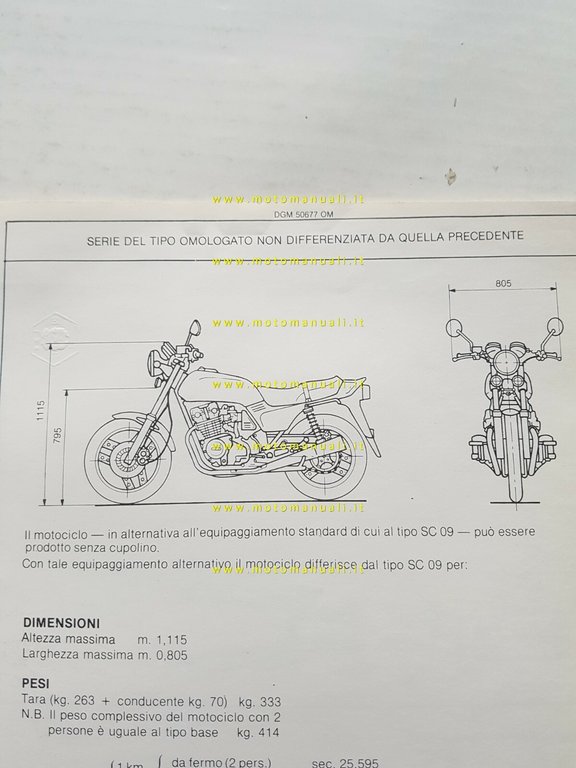 Honda CB 900 F Bol d'Or 1982 scheda omologazione DGM …