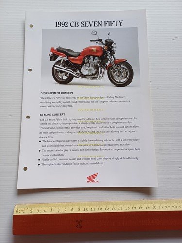 Honda CB SEVEN FIFTY 1992 presentazione scheda tecnica x rete …