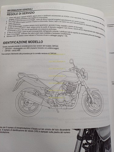 HONDA CBF 500 A 2004 manuale officina ITALIANO originale