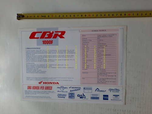 Honda CBR 1000 F 1988-89 depliant italiano originale
