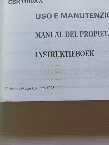 Honda CBR 1100 XX 1998 manuale uso manutenzione italiano originale
