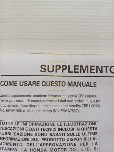 Honda CBR 1100 XX VARIANTI 2001 manuale officina ITALIANO originale