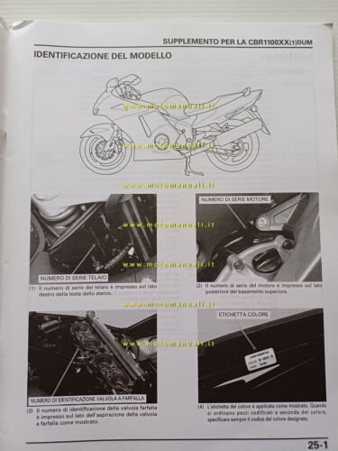 Honda CBR 1100 XX VARIANTI 2001 manuale officina ITALIANO originale