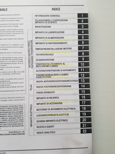 HONDA CBR 124 R 2003-04 manuale officina italiano originale