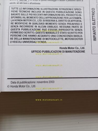 HONDA CBR 125 R 2003-04 manuale officina ITALIANO originale