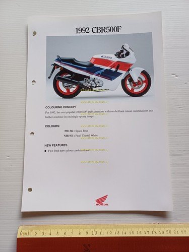 Honda CBR 500 F 1992 presentazione scheda tecnica per la …