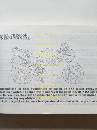 Honda CBR 600 F 1990 manuale uso NO ITALIANO originale …