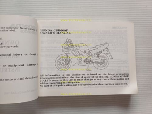 Honda CBR 600 F 1992-3 manuale uso manutenzione originale