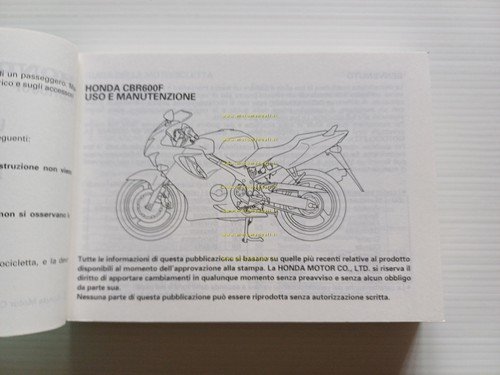Honda CBR 600 F 1999 manuale uso manutenzione originale italiano