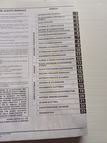 HONDA CBR 600 F 2000 manuale officina riparazione originale italiano