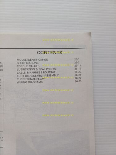 Honda CBR 600 F 2004 aggiornamento SUPPLEMENTO manuale officina originale