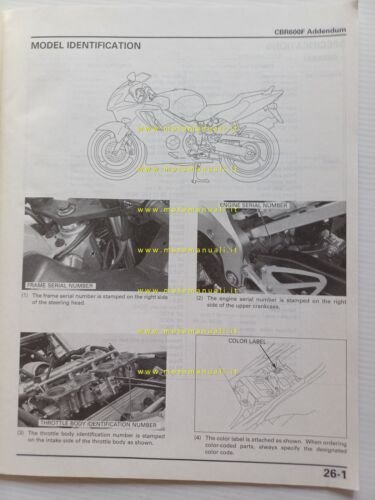 Honda CBR 600 F 2004 aggiornamento SUPPLEMENTO manuale officina originale