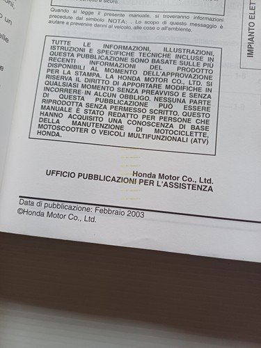 HONDA CBR 600 RR 2003 manuale officina ITALIANO originale