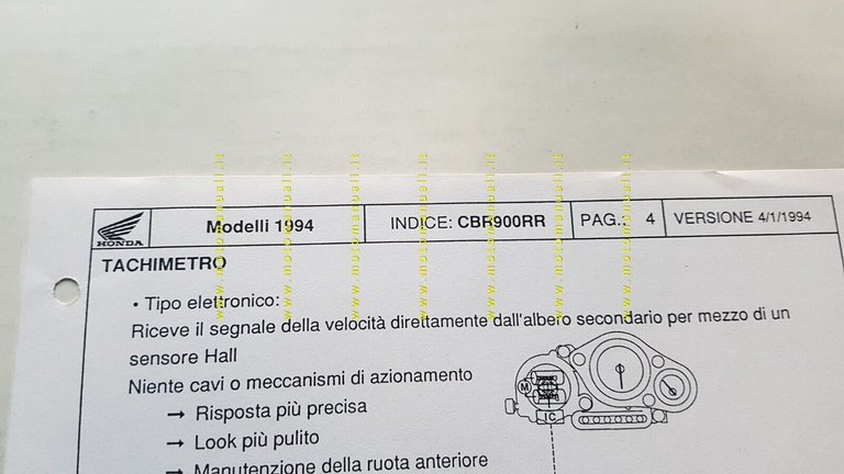 HONDA CBR 900 RR Fireblade 1994 opuscolo aggiornamento per meccanici …