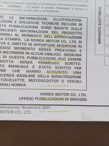 HONDA CBR 900 RR Fireblade 2001-2 (954 cc) manuale officina …