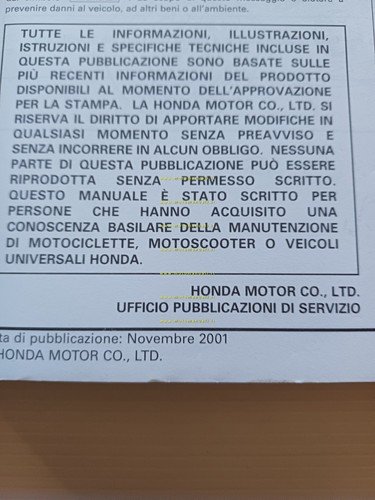 HONDA CBR 900 RR Fireblade 2001-2 (954 cc) manuale officina …