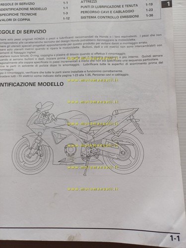 HONDA CBR 900 RR Fireblade 2001-2 (954 cc) manuale officina …