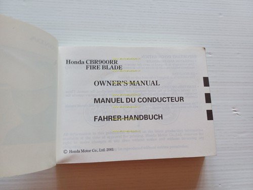 Honda CBR 900 RR Fireblade 2001-2 manuale uso originale inglese …