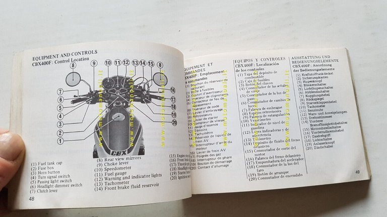 Honda CBX 400 F-F II 1982 manuale uso manutenzione INGLESE …