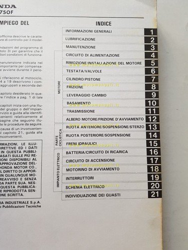 HONDA CBX 750 F 1984 manuale officina ITALIANO originale