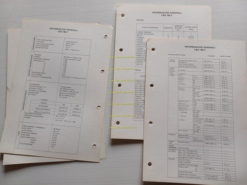 Honda CBX 750 F scheda informazioni tecniche manuale officina italiano …