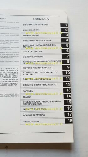 Honda CH 125 SPACY 1992 manuale officina scooter originale italiano