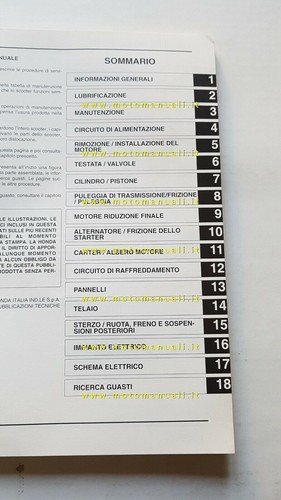 Honda CH 125 SPACY 1992 manuale officina scooter originale italiano