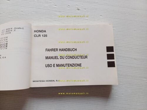 Honda CLR 125 City Fly 1998 manuale uso libretto ITALIANO …