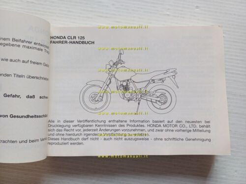 Honda CLR 125 City Fly 1998 manuale uso libretto ITALIANO …
