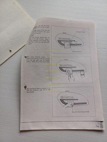Honda COPIA manuale officina applicazione decalcomanie serbatoio 1979