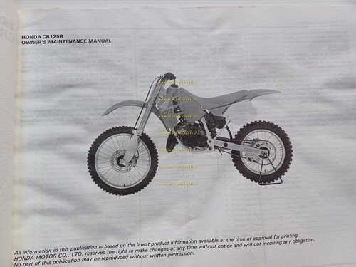 HONDA CR 125 R 1989-90 manuale uso manutenzione + officina …