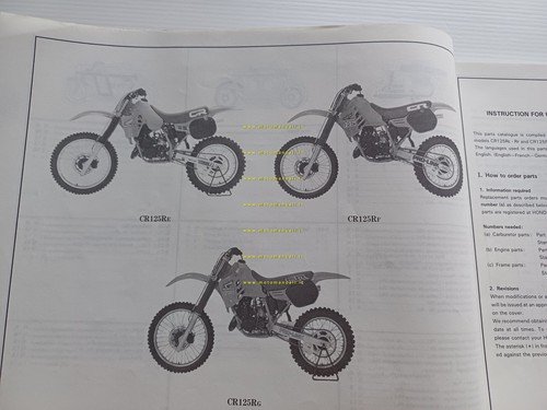 HONDA CR 125 R E-F-G Cross 1985-86 catalogo ricambi originale