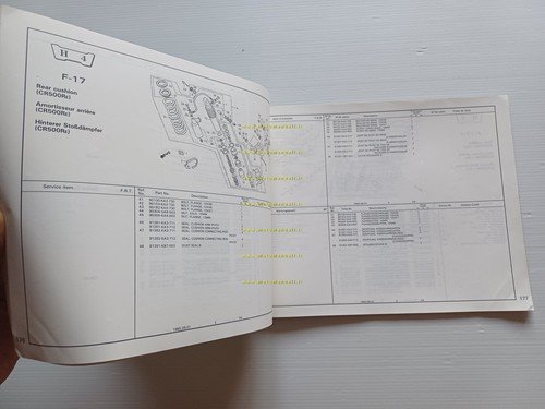 HONDA CR 500 R E-F-G Cross 1985-86 catalogo ricambi originale
